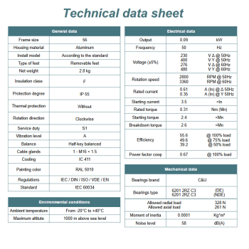 Silnik elektryczny 0,09kW 2800 obr/min. 56 B14
